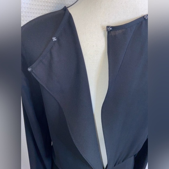 Women’s BCBG asymmetric‎ chic black semi sheer long sleeved blouse size small - Picture 8 of 13